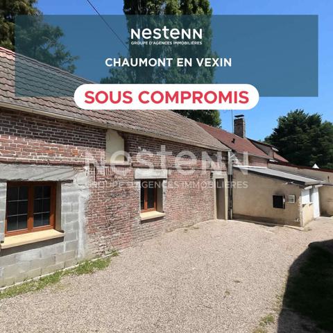 CHAUMONT EN VEXIN Maison de 75 m² avec dépendance attenante et communicante de 50 m² au sol (+ combles aménageables) sur 1500 m² de terrain