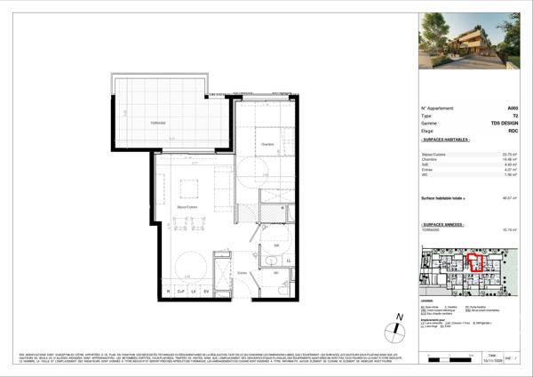 Appartement T2 à vendre  2 pièces - 48,67 m 2   BAILLARGUES  - 34