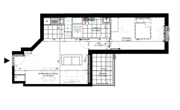 Appartement 2 pièces 50m2 VEFA Avenue Gabriel Péri