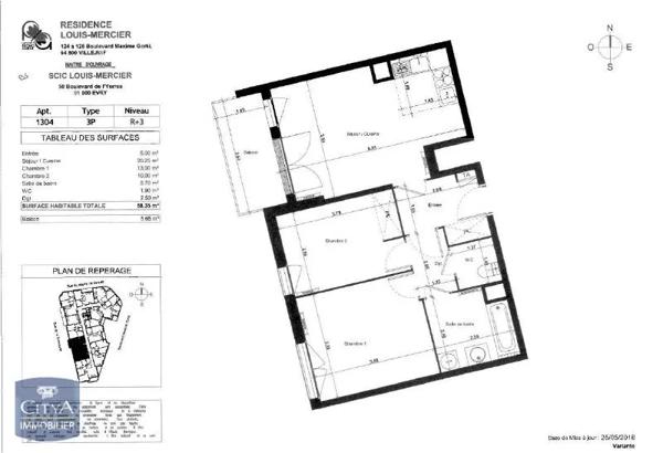 Appartement à louer 3 pièces 58.35m² Villejuif (94800)