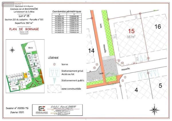 Terrain à Batir à vendre à La Baconnière en Mayenne (53240), ref : 53047/16