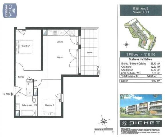 Location appartement 3 pièces de 54m²