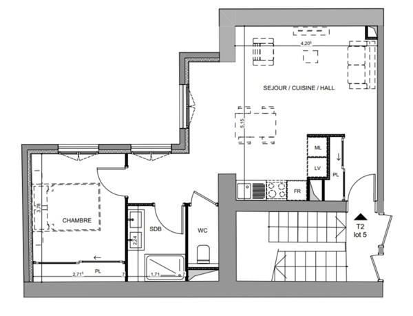 Lyon 5ᵉ – Quartier "Saint-Just" – Appartement T2 de 40,80 m² – Calme et fonctionnel