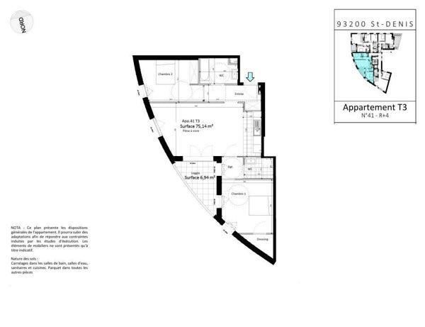 Appartement à vendre 3 pièces 75 m² Saint-Denis