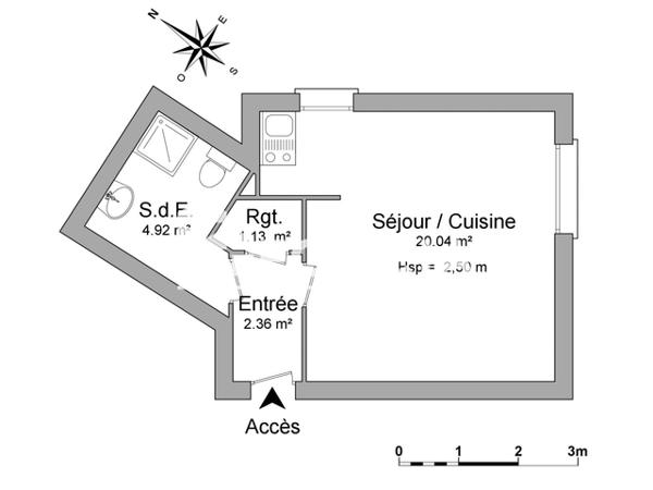 Location Studio 28.45 m² - 93-99 RUE CHARLES LEGENDRE Limoges 87000