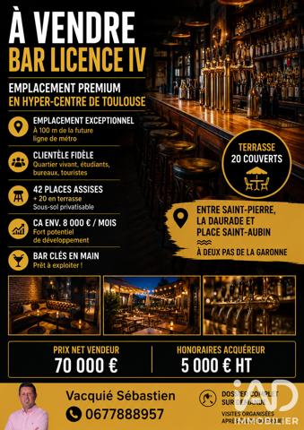 Bar, Brasserie, Tabac à vendre 70 m² Toulouse