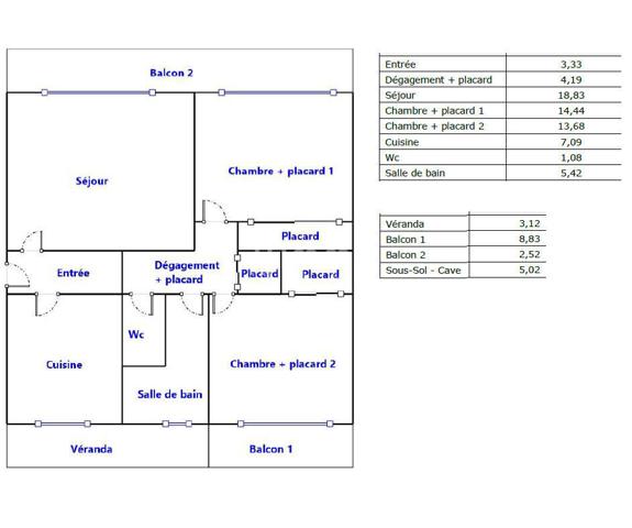 T3 de 68 m² + Parking - La Chamberte Montpellier