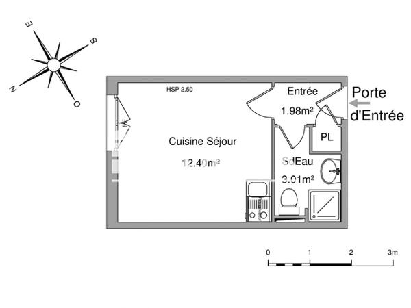 Location Studio 17.39 m² - RESIDENCE STUDIOS GIBAUDERIE - 14 RUE DE LA GIBAUDERIE Poitiers 86000