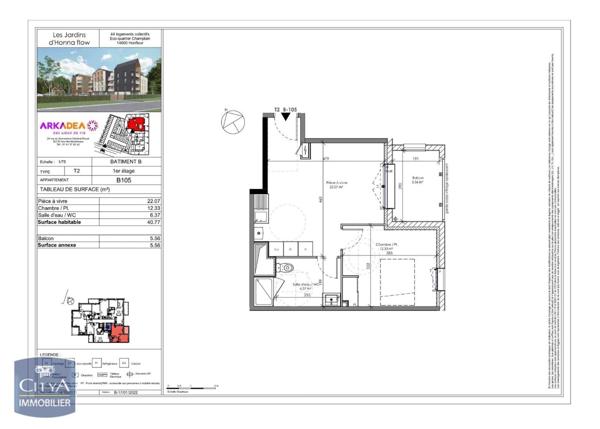 Location appartement Honfleur (14600) 2 pièces 40.78m²