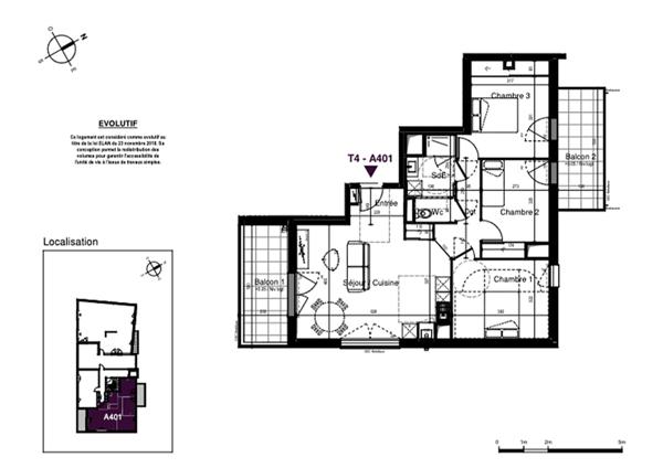 Appartement La Rochelle 4 pièces 77.73 m2