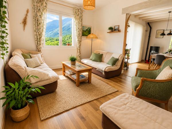 Vue panoramique sur les Pyrénées – Maison familiale avec jardin et sous-sol complet