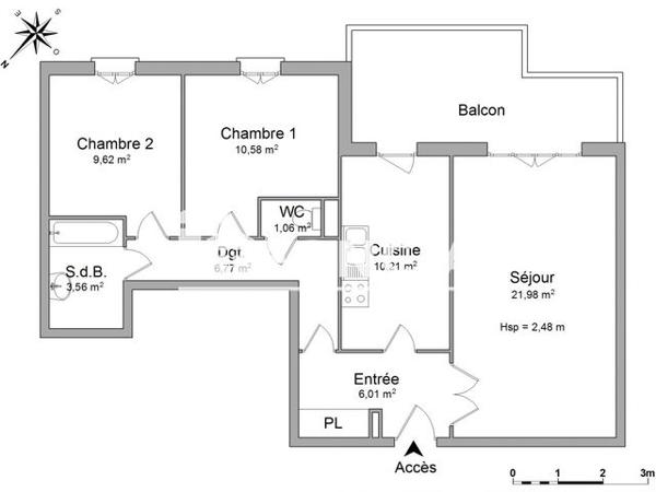 Location Appartement 3 pièces 69.8 m² - LES JARDINS D'ALLOBROGES Fontaine-les-dijon 21121