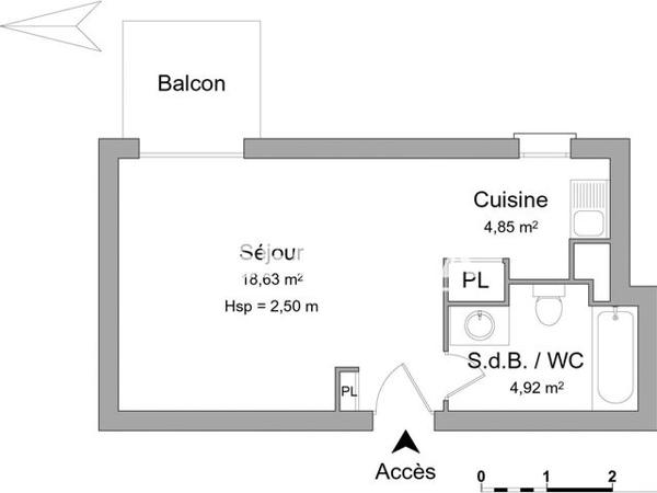 Location Studio 28.4 m² - 13/25 RUE VICTOR HUGO Evreux 27000