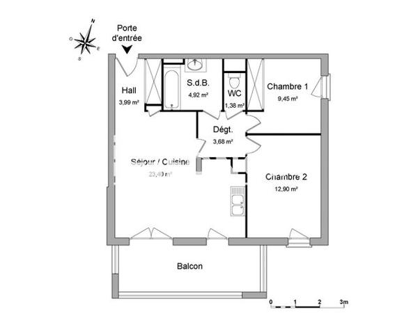 Location Appartement 3 pièces 59.72 m² - 4 RUE MARTIN BASSE Caluire Et Cuire 69300