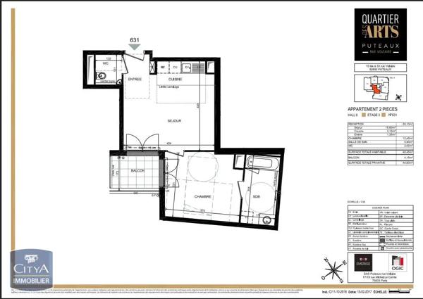 Appartement à louer 2 pièces 40.6m²