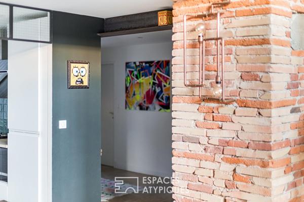 Grange rénovée esprit loft avec piscine