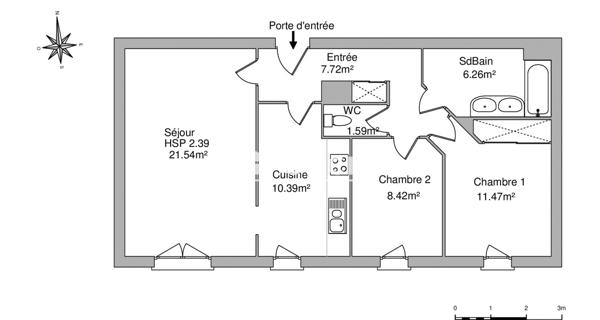Location Appartement 3 pièces 67.39 m² - Fleury-les-aubrais 45400