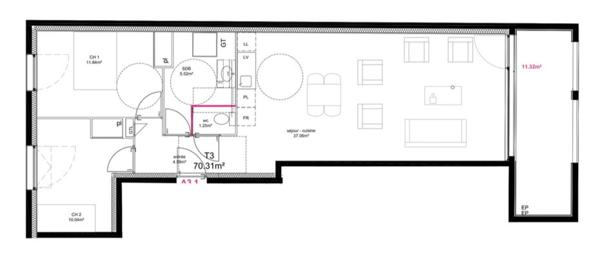 Vue Bassins à Flot - Appartement T3 avec Exterieur et Parking