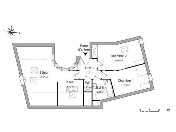 Location Appartement 3 pièces 62.1 m² - 20 RUE ROBERT SCHUMANN Villiers Sur Marne 94350