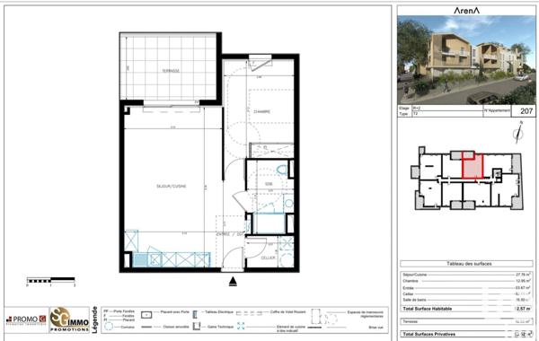Appartement 2 pièces de 52 m² à Béziers (34500)