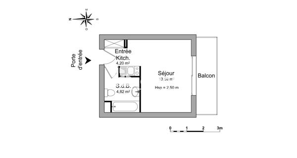 Location Studio 22.61 m² - Pessac 33600