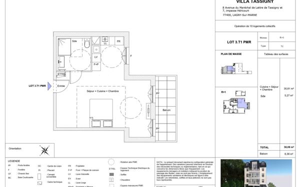 Appartement à vendre    1 pièce • 36,08 m2 Lagny-sur-Marne