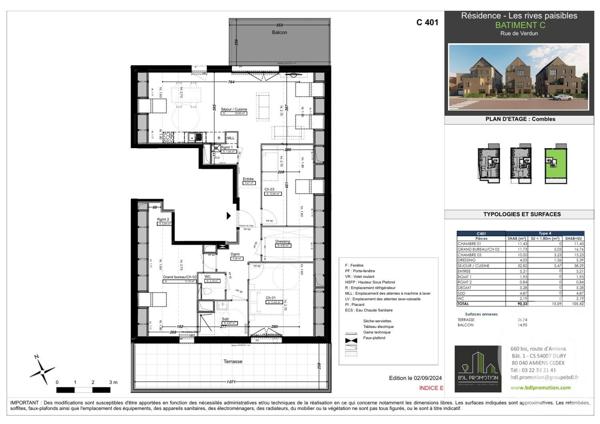 Appartement F4 à vendre  4 pièces - 90,33 m2 AMIENS - 80
