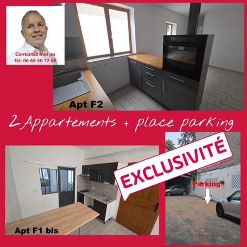 DREUX 28-2 Apts=1 F1 bis 27.6m2 & 1 F2 36.0m2+ place parking