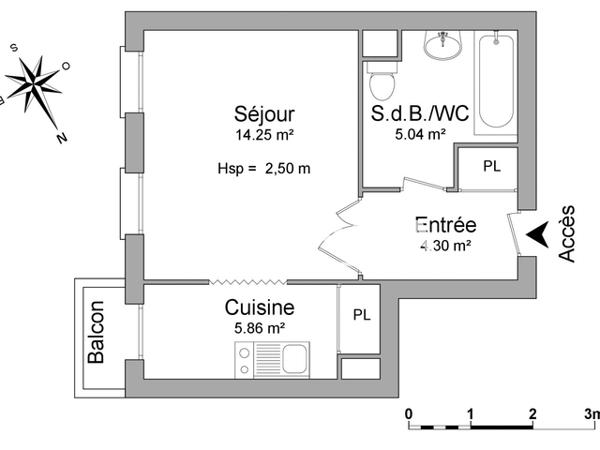 Location Studio 29.45 m² - 8 RUE DE LA PREFECTURE Tours 37000