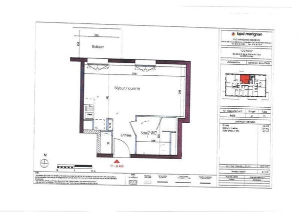 Appartement 2 pièces                                        - 44200 Nantes Réf : 12461