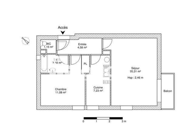 Location Appartement 2 pièces 47.53 m² - 3 RUE THOMAS EDISON Toulouse 31400
