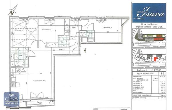 Appartement à louer 4 pièces 77.84m²