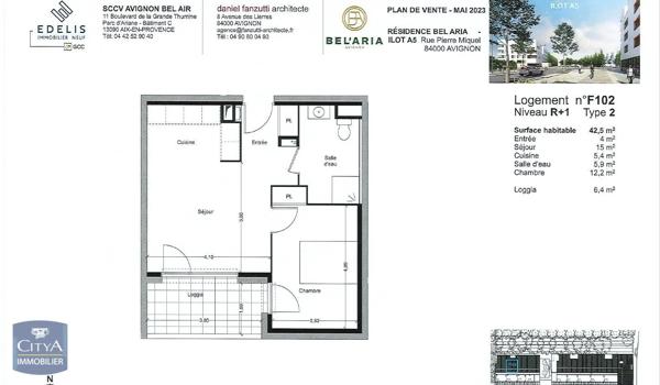 Appartement à louer 2 pièces 42.5m² Avignon (84000)