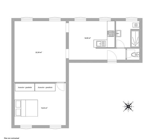 Tolbiac 2/3 pièces de 59 m², Paris 75013