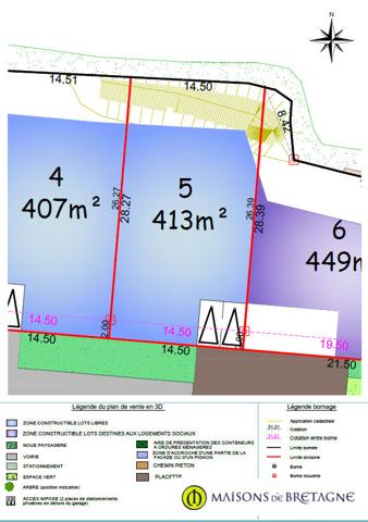 29380 BANNALEC Terrain constructible viabilisé Bannalec 413 m2