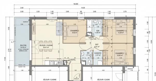 Superbe appartement 4 pièces de 85 m² avec grand balcon,en vente à Vénissieux Paul Bert (69200)