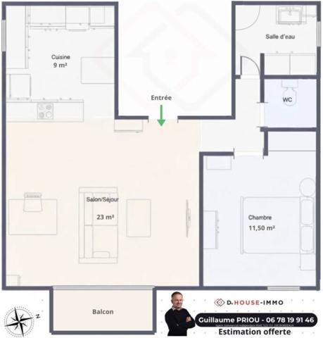 Appartement à vendre 2 pièces de 50 m²