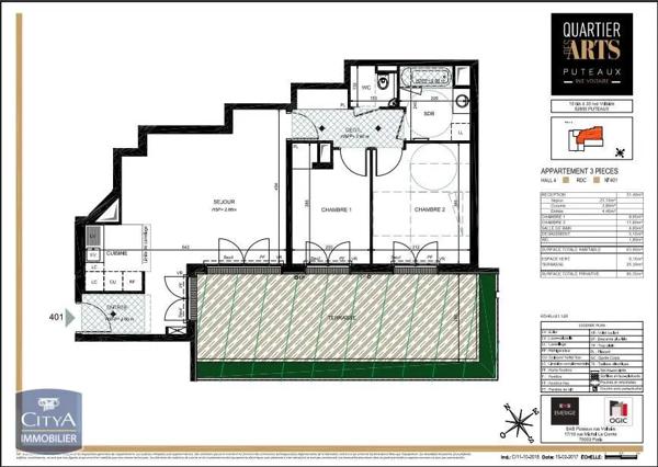 Appartement à louer 3 pièces 63.9m²