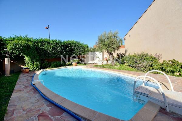 Maison T3/4 de 94m² avec garage, jardin, piscine sur une parcelle de 460m²