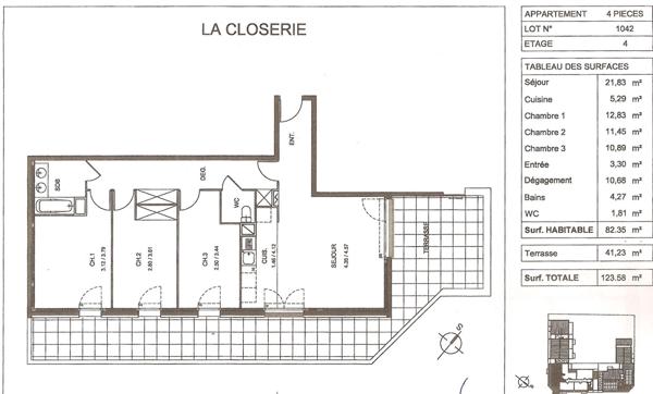 F4 Dernier étage avec Terrasse