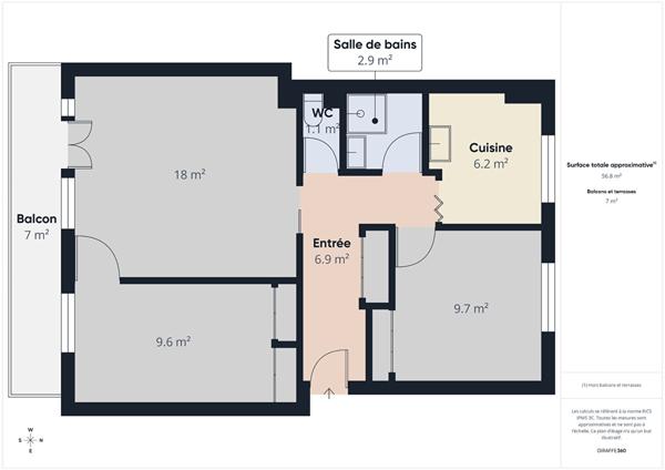 Appartement Fontaine Sur Sâone 3 pièce(s) 56.80 m2
