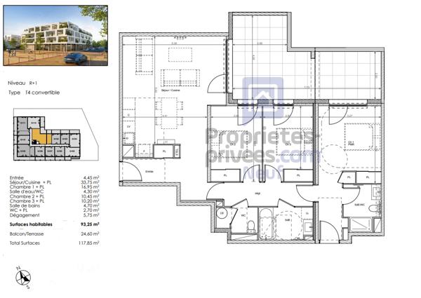 Quand le végétal s'invite en ville, T4  modulable, avec terrasse