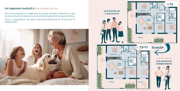 Quand le végétal s'invite en ville, T4  modulable, avec terrasse