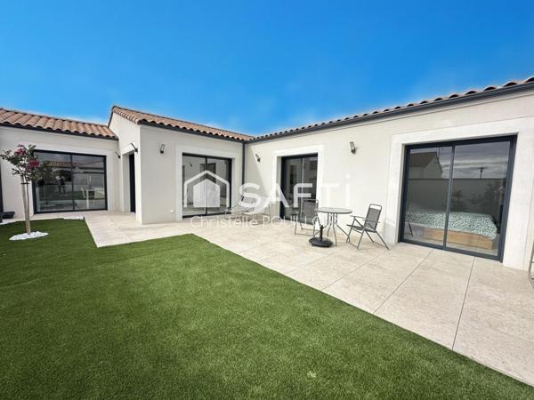 Maison neuve, 4 chambres, 2 SDB, garage isolé