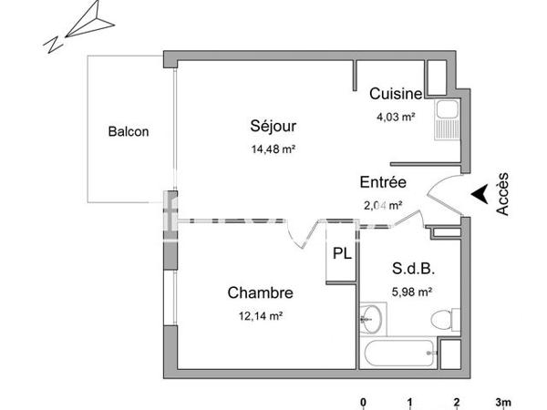 Location Appartement 2 pièces 38.67 m² - 3 RUE MOZART Brie Comte Robert 77170