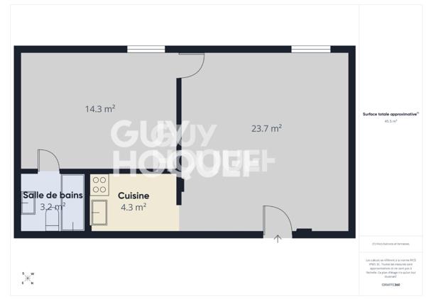Appartement Rouen 2 pièce(s) 46m2