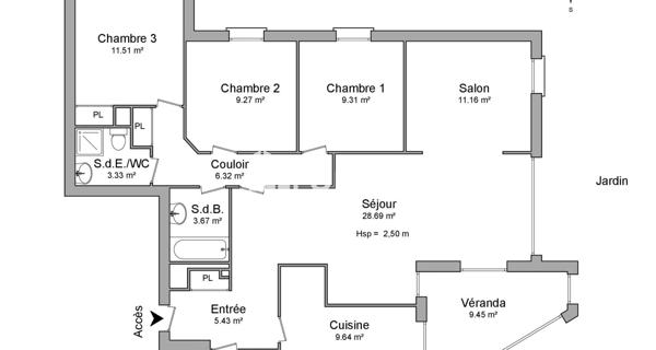 Location Appartement 5 pièces 99.47 m² - Chatou 78400