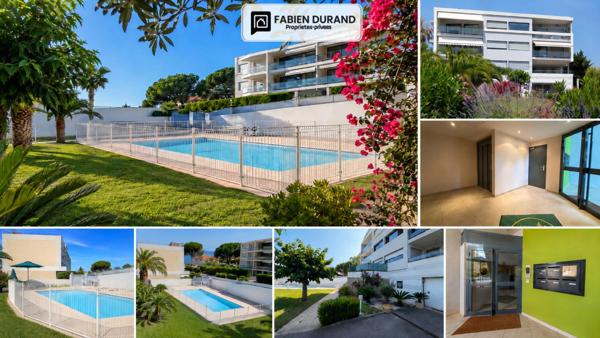 CANNES PLAGE DU MIDI 700m 3 PIÈCES 71,8 M² DEUX TERRASSES 22 M²  PISCINE  GARAGE -   APERÇU MER