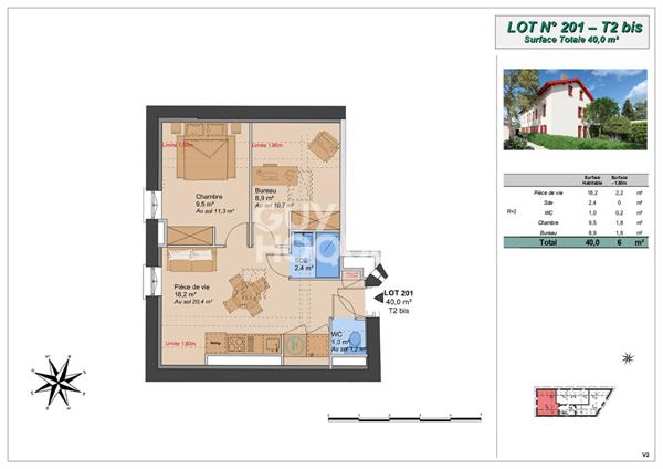 Appartement T2 bis (Plateau à aménager), Montchat Bazin, Lyon 3ème (69003)