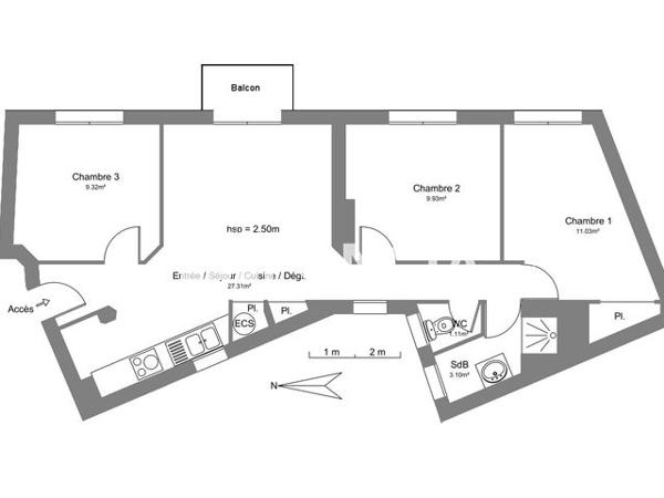 Location Appartement 4 pièces 61.8 m² - 01 RUE DU PETIT FOIRAIL Tarbes 65000